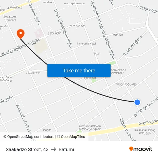 Saakadze Street, 43 to Batumi map