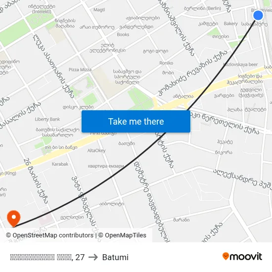 გოგებაშვილის ქუჩა, 27 to Batumi map