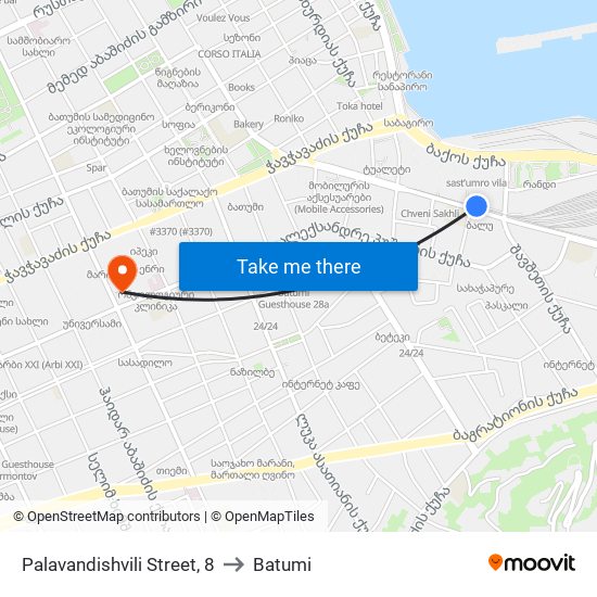 Palavandishvili Street, 8 to Batumi map