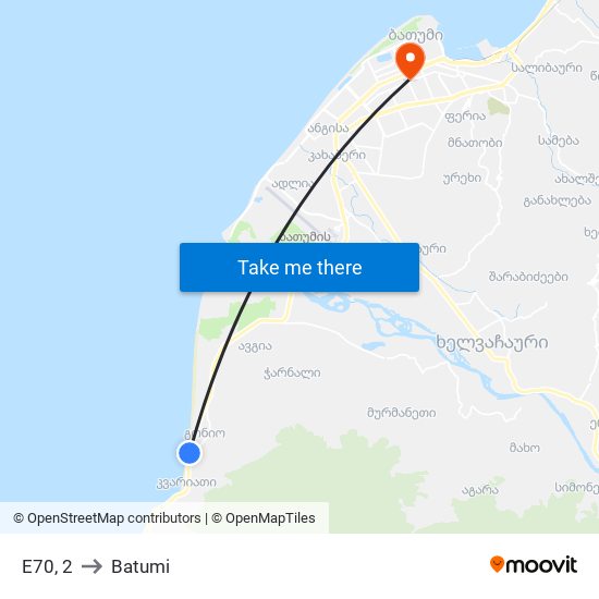 E70, 2 to Batumi map