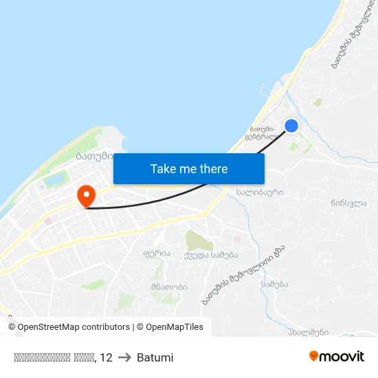 გრიშაშვილის ქუჩა, 12 to Batumi map