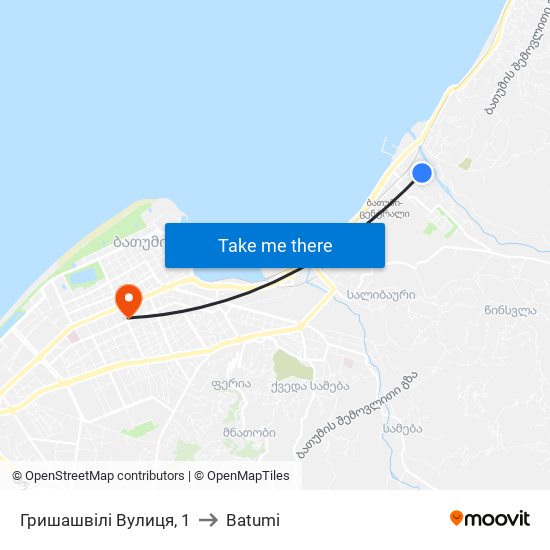 Гришашвілі Вулиця, 1 to Batumi map