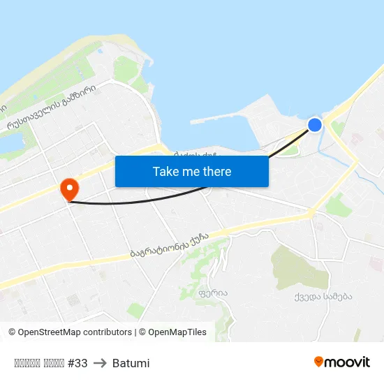 ბაქოს ქუჩა #33 to Batumi map