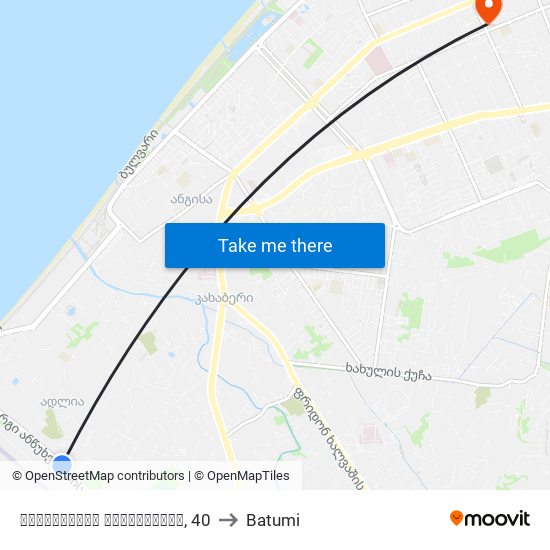 აეროპორტის გზადკეცილი, 40 to Batumi map