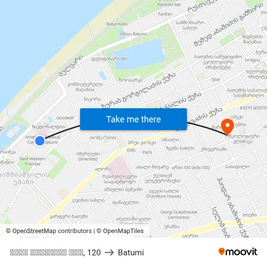 ზურაბ გორგილაძის ქუჩა, 120 to Batumi map