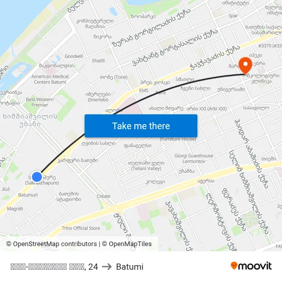 ტბელ-აბუსერიძის ქუჩა, 24 to Batumi map