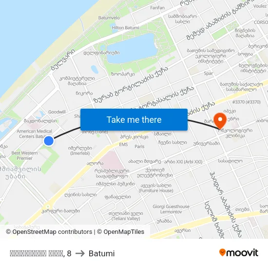 ფიროსმანის ქუჩა, 8 to Batumi map
