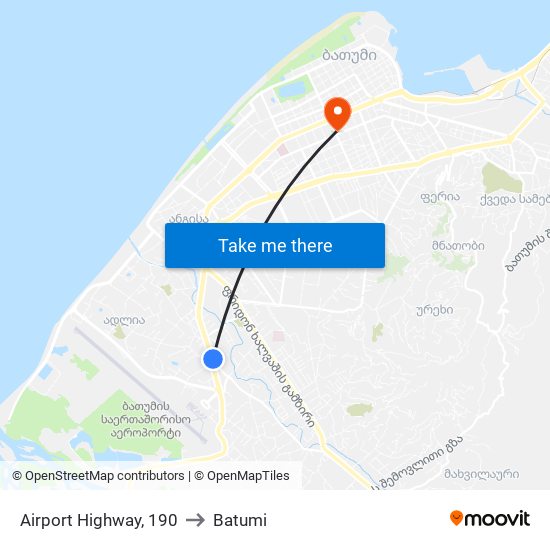 Airport Highway, 190 to Batumi map