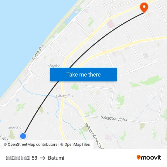 ადლიის ქუჩა 58 to Batumi map