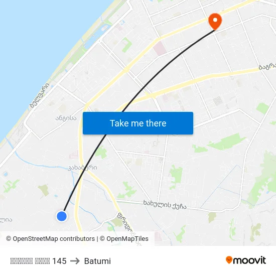 ადლიის ქუჩა 145 to Batumi map