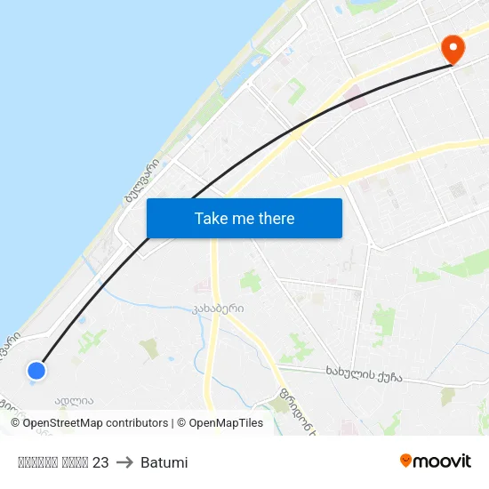 ადლიის ქუჩა 23 to Batumi map