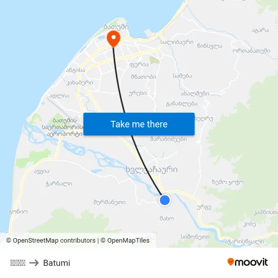 მახო to Batumi map
