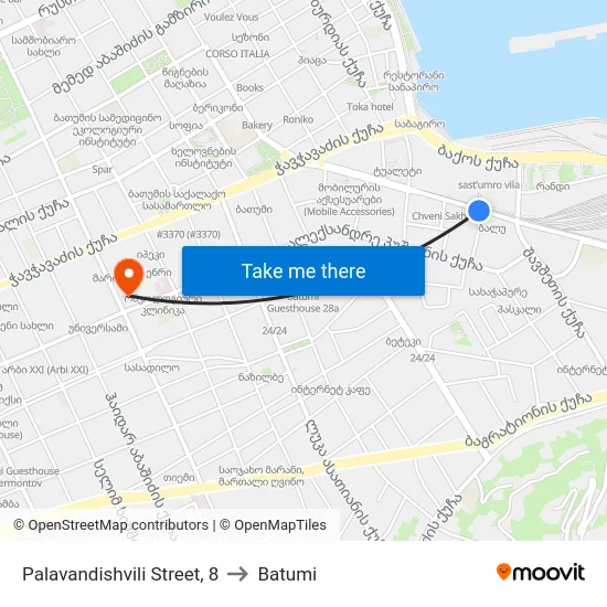 Palavandishvili Street, 8 to Batumi map
