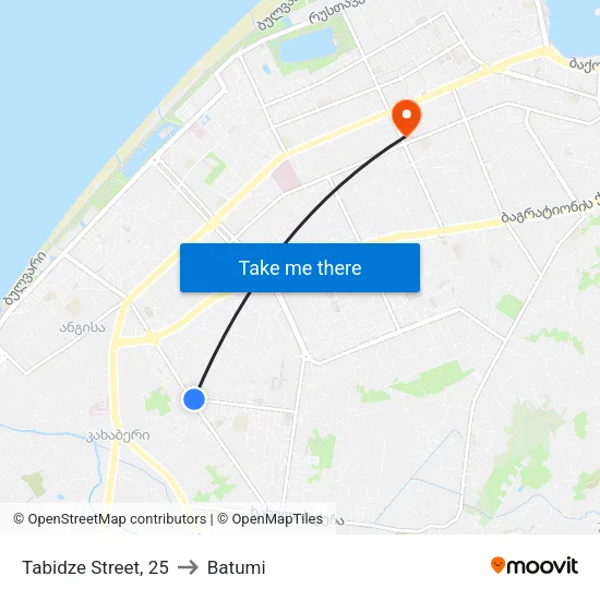 Tabidze Street, 25 to Batumi map