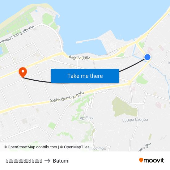 ნონეშვილის ქუჩა to Batumi map