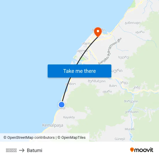 სარფი to Batumi map