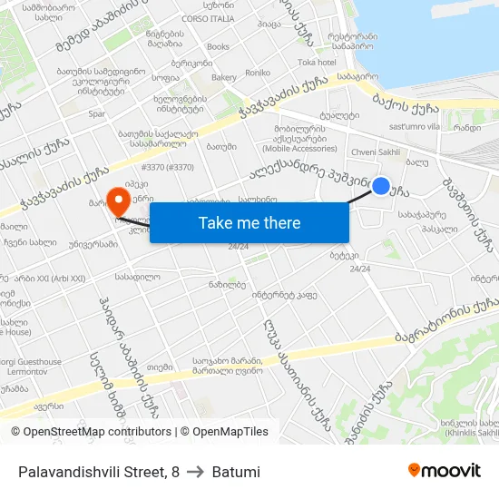 Palavandishvili Street, 8 to Batumi map