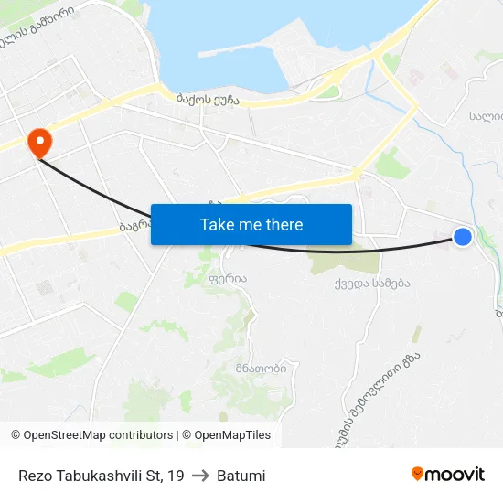 Rezo Tabukashvili St, 19 to Batumi map