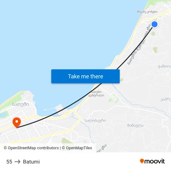 55 to Batumi map