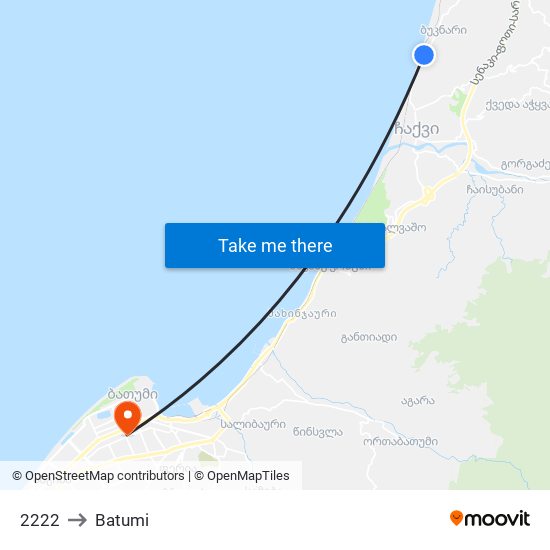 2222 to Batumi map
