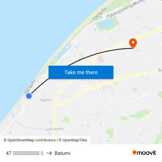 47 ხიმშიაშვილის ქ. to Batumi map