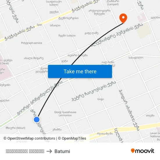 უსინათლოთა კავშირი to Batumi map