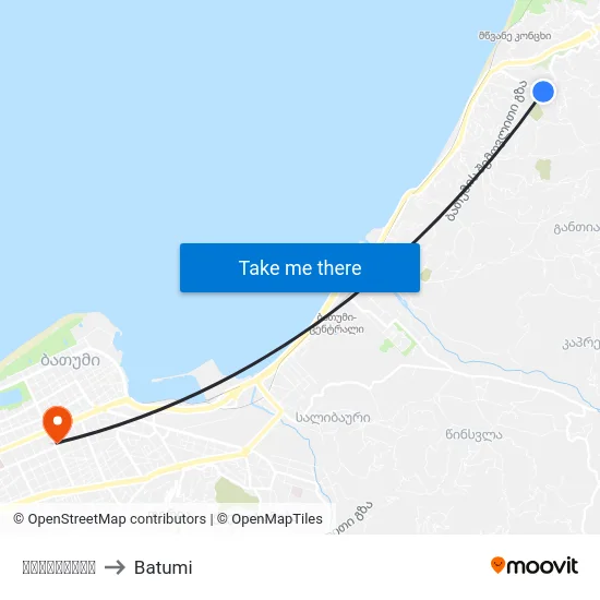 საკალმახე to Batumi map