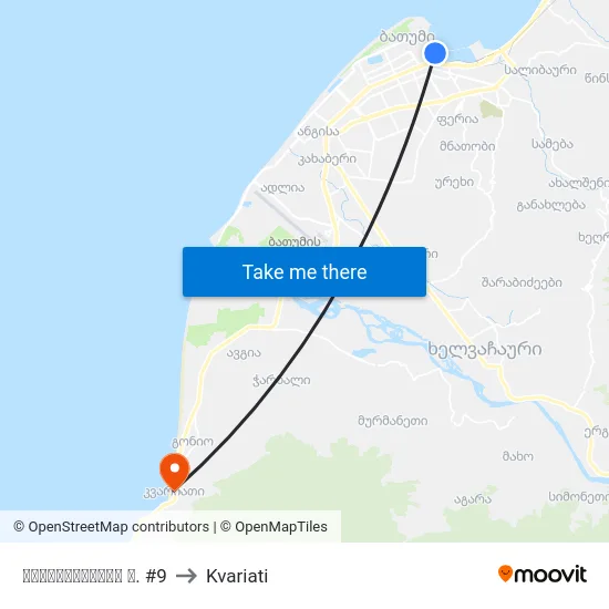 გოგებაშვილის ქ. #9 to Kvariati map