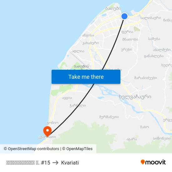 გოგებაშვილის ქ. #15 to Kvariati map