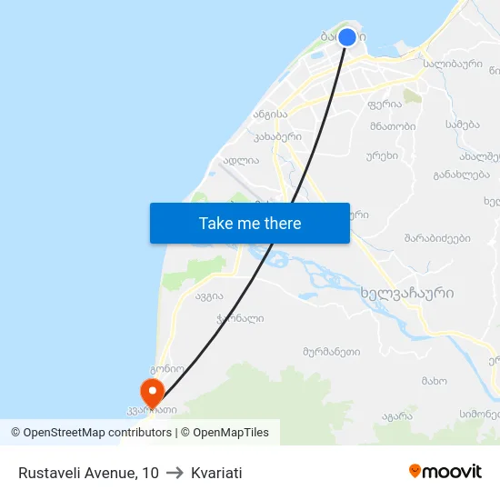 Rustaveli Avenue, 10 to Kvariati map