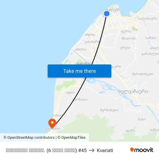 რუსთაველის გამზირი. (6 მაისი პარკი)  #45 to Kvariati map