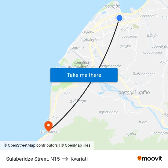 Sulaberidze Street, N15 to Kvariati map