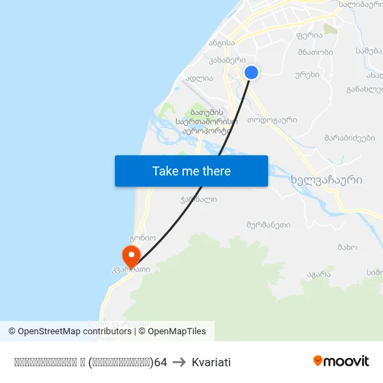 Agmashenebeli Street (Opposite) 64 to Kvariati map