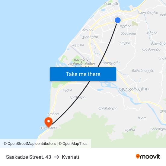 Saakadze Street, 43 to Kvariati map