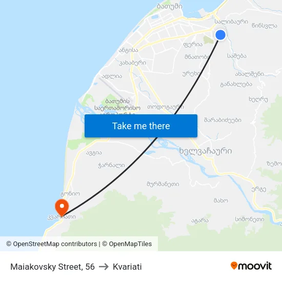 Maiakovsky Street, 56 to Kvariati map