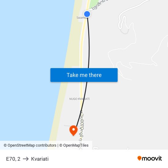 E70, 2 to Kvariati map