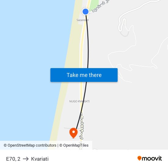 E70, 2 to Kvariati map
