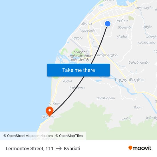 Lermontov Street, 111 to Kvariati map