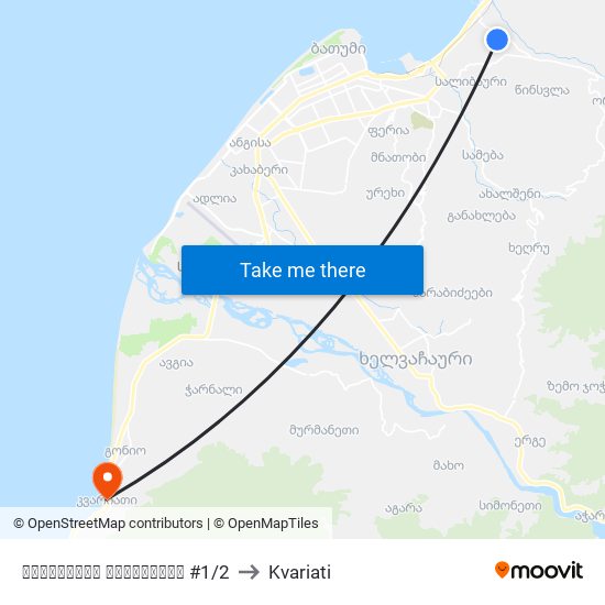 აფხაზების დასახლება #1/2 to Kvariati map