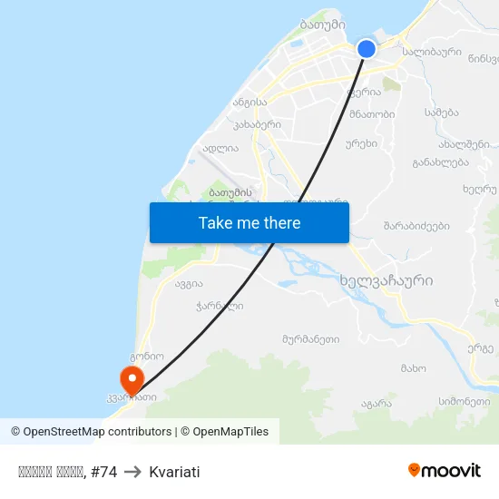 ბაქოს ქუჩა, #74 to Kvariati map