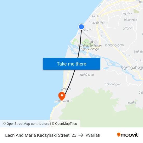 Lech And Maria Kaczynski Street, 23 to Kvariati map