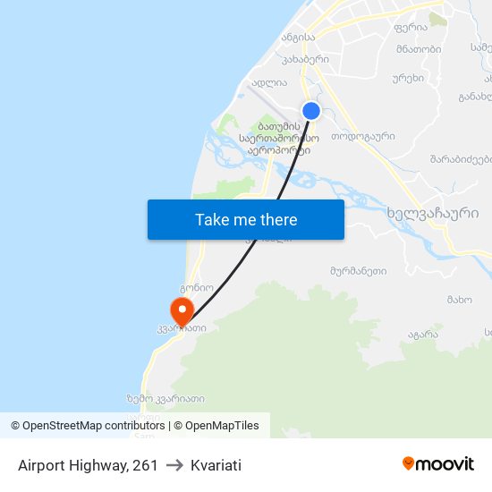 Airport Highway, 261 to Kvariati map