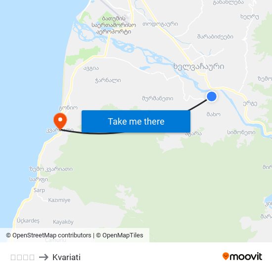 მახო to Kvariati map
