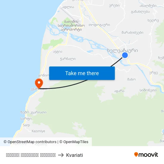 Pridon Khalvashi Avenue to Kvariati map