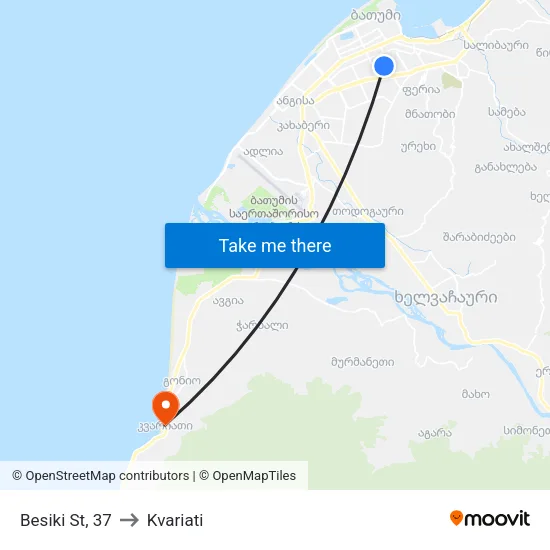 Besiki St, 37 to Kvariati map