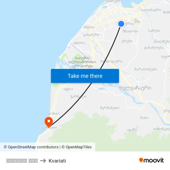 Varshnidze Street to Kvariati map
