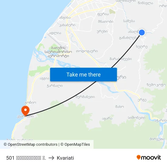 501 მაიაკოვსკის ქ. to Kvariati map