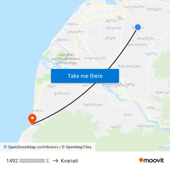 1492 Maiakovsky Street to Kvariati map