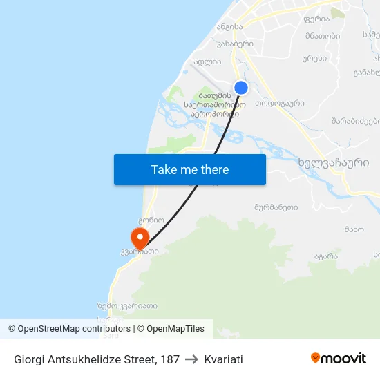 Giorgi Antsukhelidze Street, 187 to Kvariati map