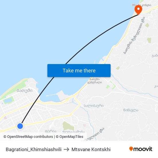 Bagrationi_Khimshiashvili to Mtsvane Kontskhi map